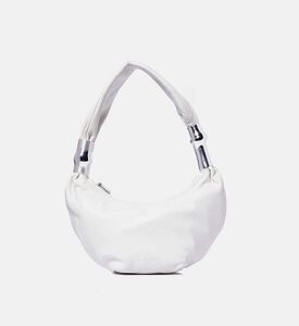 Cult Gaia Mealea Embellished Slouchy Crescent Shoulder Bag, White, Packshot View