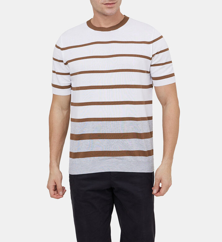 Cotton Stripped Crewneck T-shirt