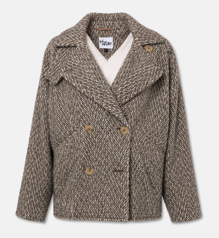 Galeries Lafayette Herringbone Double-breasted Coat, Packshot View