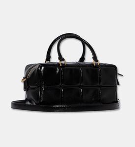 Mlouye Grid Leather Quilted Pattern Bag, Black, Packshot View