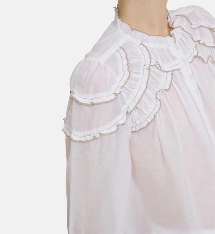 Ruffle-detail Long-sleeve Top