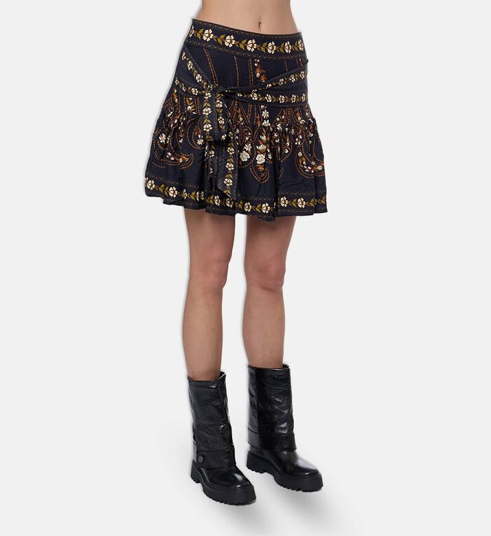 Farm Rio Pleated Floral-print Mini Skirt, Model View
