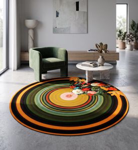 Qeeboo Glitch Polyester Round Carpet, Packshot View