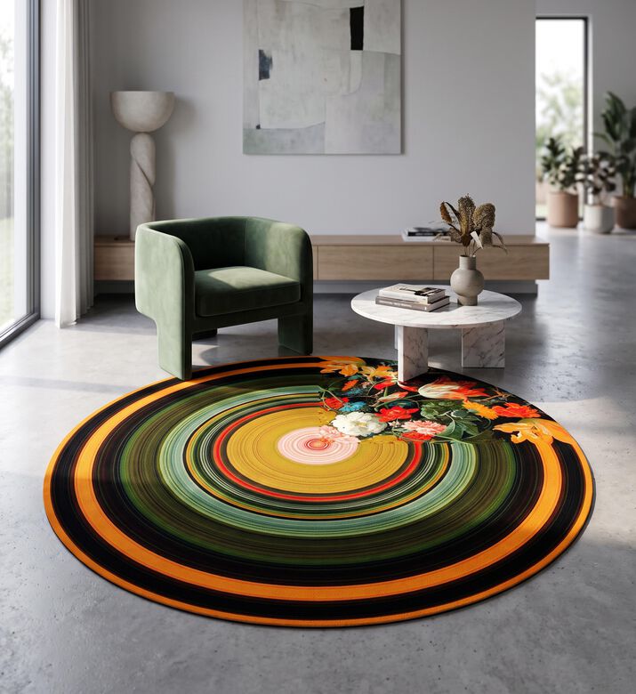 Qeeboo Glitch Polyester Round Carpet, Packshot View