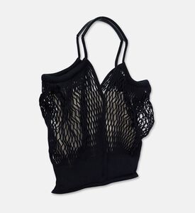 Hereu Leather-details Filt Net Tote Bag, Black, Packshot View