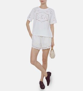 تيشيرت قصير الأكمام مطرز بشعار