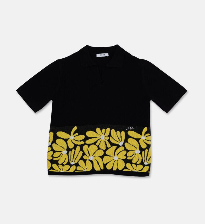 M S G M Floral-embroidery Short-sleeve Polo, Packshot View