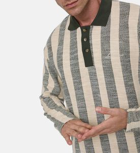 Les Deux Bowie Jacquard Long-sleeve Jersey Polo, Olive, L, Model View Les Deux Bowie Jacquard Long-sleeve Jersey Polo, Olive, L, Model View