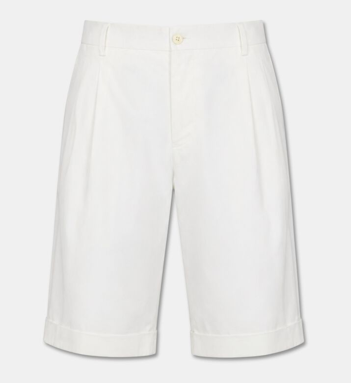 Pal Zileri Cotton Pleated Regular-fit Shorts, White, 48, Packshot View