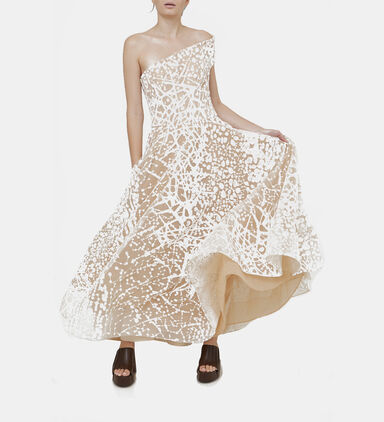 Nude-base One-shoulder Midi Dress