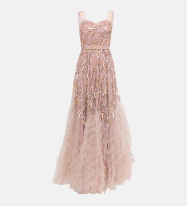 Embellished Tulle Satin Dress