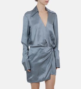 Satin Long-sleeve Mini Dress Satin Long-sleeve Mini Dress