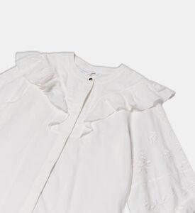 Cotton Poplin Ruffled Blouse