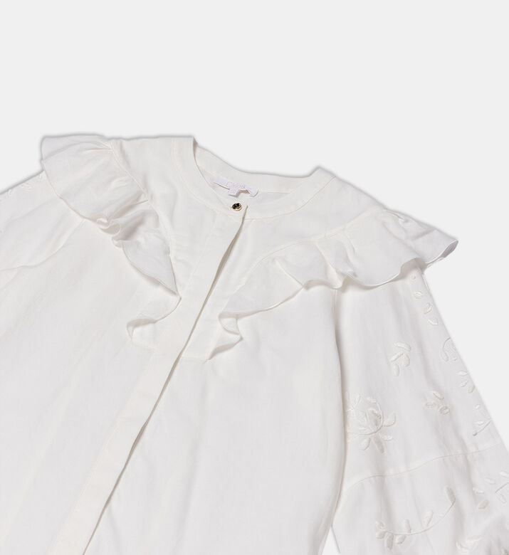 بلوزة قطن بوبلين مكشكشة