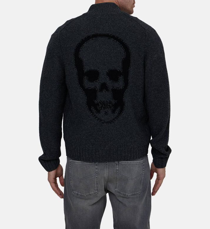 Skull Detail High-neck Cardigan