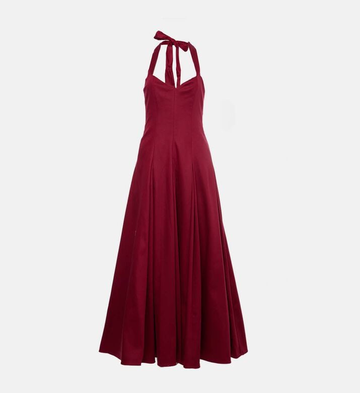 Halter Neck Sleeveless A-line Midi Dress