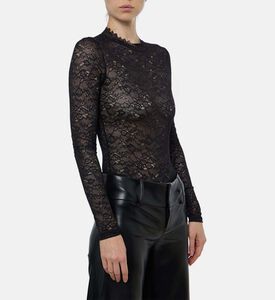 Alice and Olivia Lace-detail Long-sleeve Bodysuit, Model View