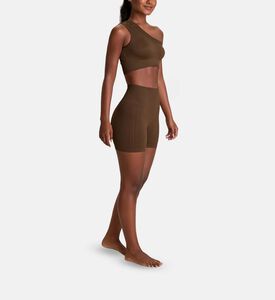 LIVE! Seamless Ribbed Knit Bra, Brown, Xs, Model View