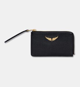 Zadig et Voltaire Leather Flap Pocket Card Holder, Gold, Packshot View