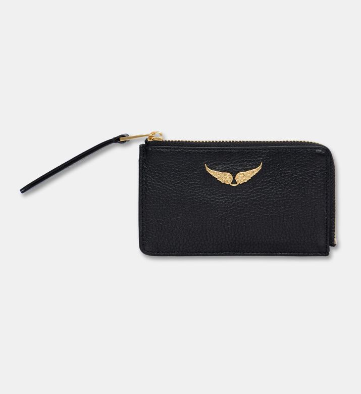 Zadig et Voltaire Leather Flap Pocket Card Holder, Gold, Packshot View