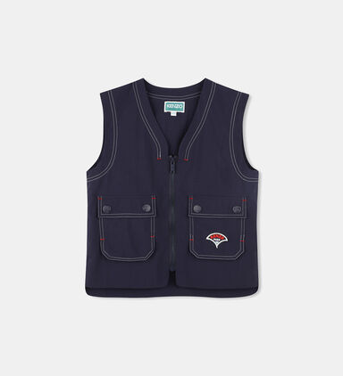 Embroidered Badge Sleeveless Jacket