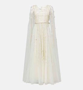 فستان واسع بدون أكمام مطرز بالخرز