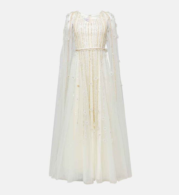 Beaded Sleeveless Flared Dress