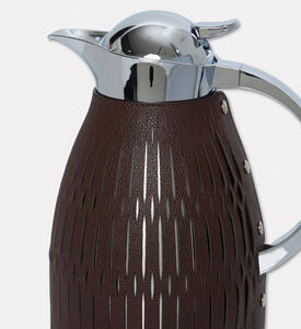 Pinetti Rose Leather Covered Coffee Chrome Carafe, Brown, 1.5-l, Packshot View