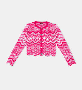 Zigzag Print Cropped Cardigan