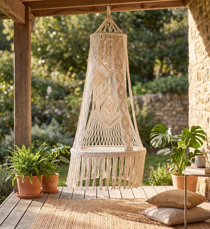 Home Deco and More Luna Natural Cotton Cord Swing, Packshot View