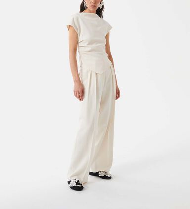 Pleated Cadi Wide-leg Trousers