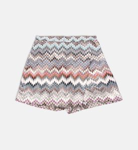 طقم تنورة وبلوزة طويلة الأكمام متعددة الألوان بزخارف متعرجة