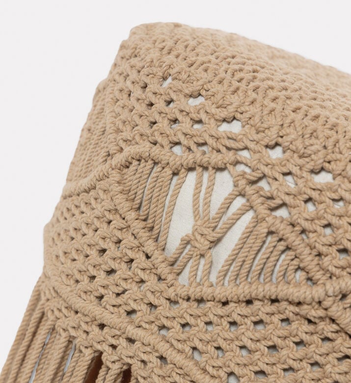 Home Deco and More Mocha Hand-knotted Pattern Stool, Packshot View