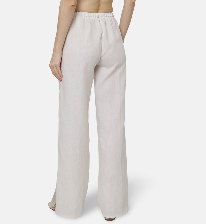Forte-Forte Linen Cloth Elasticated Wide-leg Pants, Model View