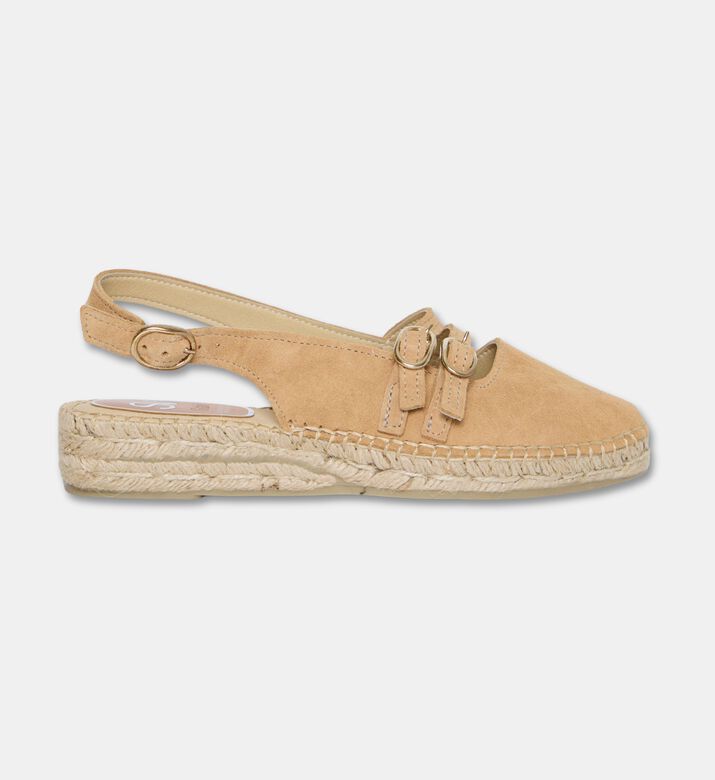 Salvi Espadrille Slingback Triple Buckle Straps Flats, Camel, Eu-41, Packshot View