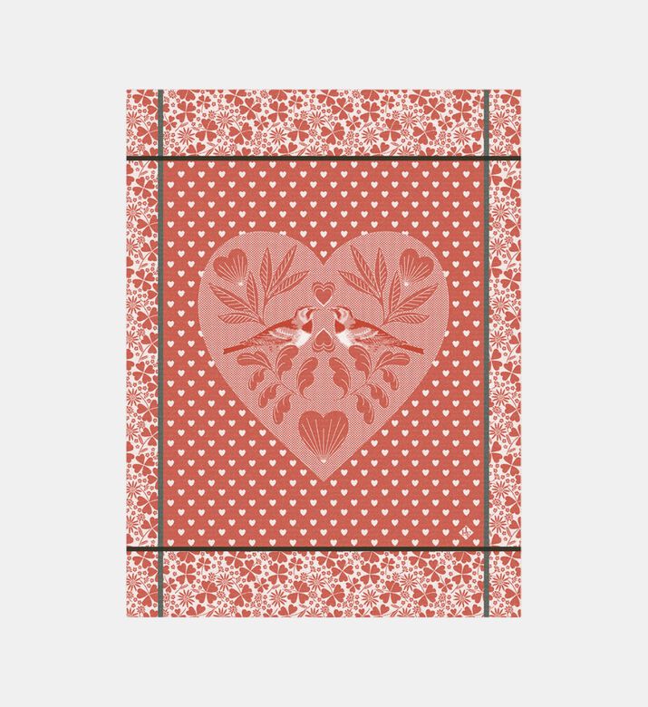 Jacquard Amour Cotton Tea Towel, Red, Packshot View