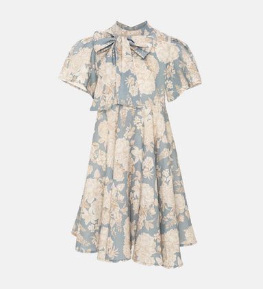 Floral-print Front Bow Dress