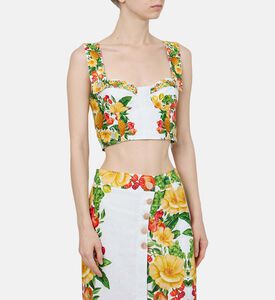 بلوزة بأزهار بيكنيك بتطريز بارز ومطاط لاستك