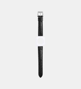 Camille Fournet Satinated Round Scale Watch Strap, Black, Packshot View