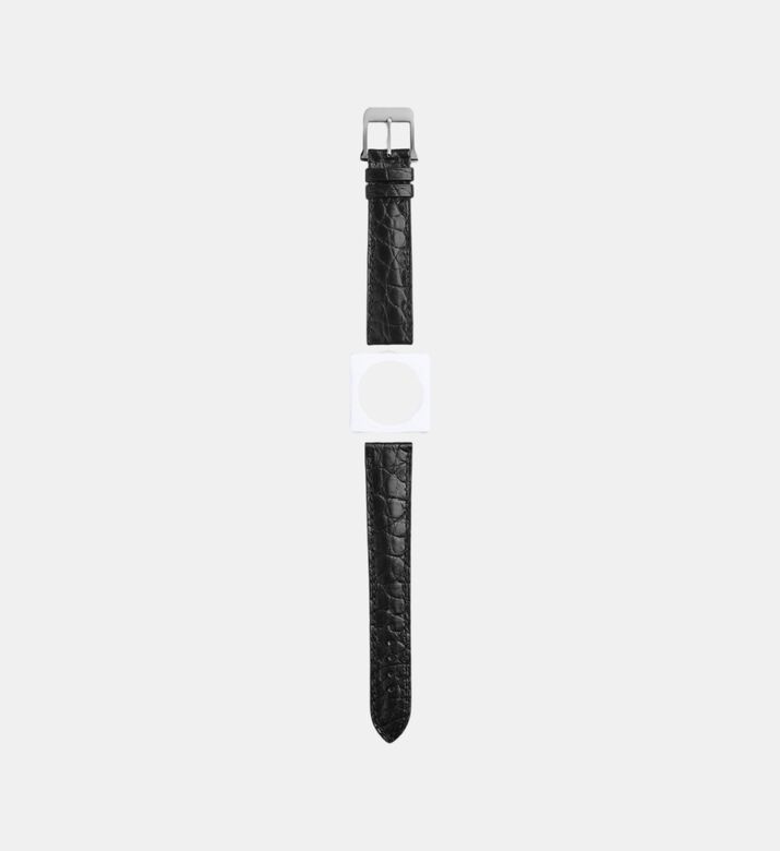 Camille Fournet Satinated Round Scale Watch Strap, Black, Packshot View