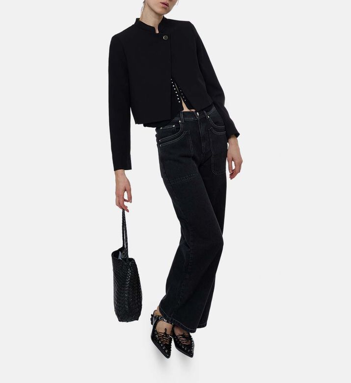 Ba and Sh Button Closure Long-sleeve Vest, Model View Ba and Sh Button Closure Long-sleeve Vest, Model View