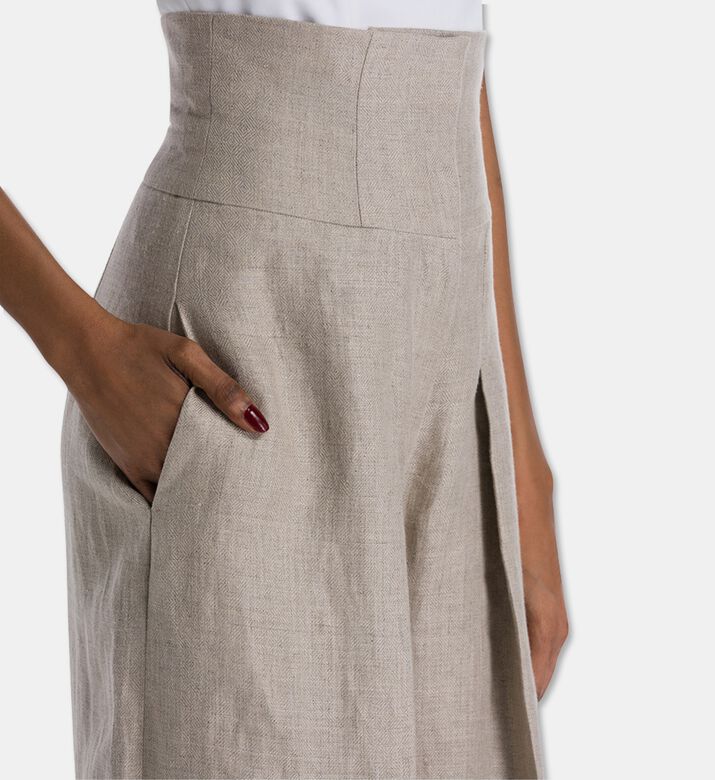 Savanna Lou Pleated High Waisted Hemp Trousers, Model View