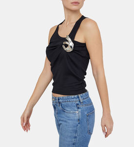 بلوزة بدون أكمام جيرسيه مرنة مع ايموجي