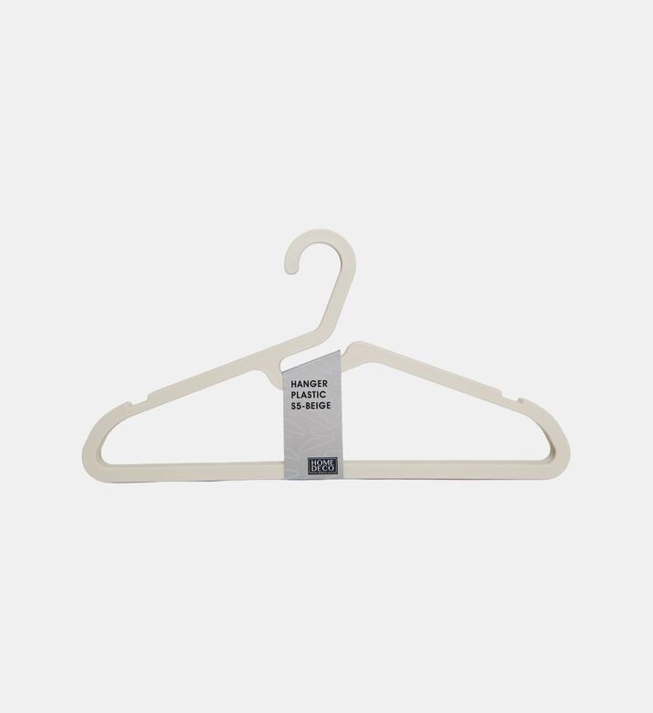Home Deco and More Rounded Edges Clothes Hanger 5-piece Set, Beige, Packshot View