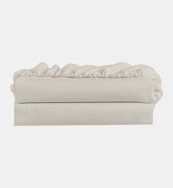 Home Deco and More Lima Cotton Sateen Fitted Sheet, Beige, 120x200x30-cm, Packshot View