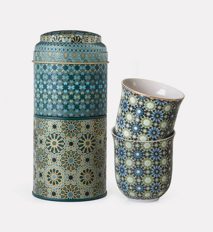 Images d Orient Andalusia Tin Box 2-piece Coffee Cup Set, Packshot View