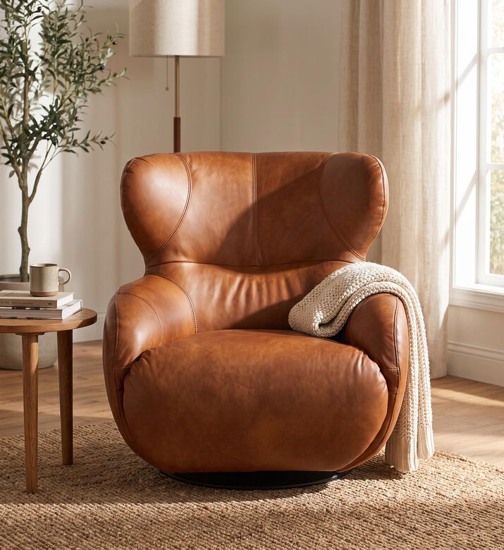 Vilmers Leather Sculptural Chair, Packshot View