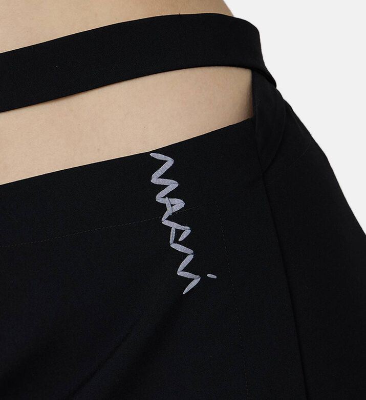Embroidered Logo Midi Wrap Pencil Skirt