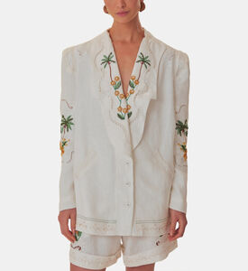 Coconut Tree Macaw Embroidered Richelieu Blazer