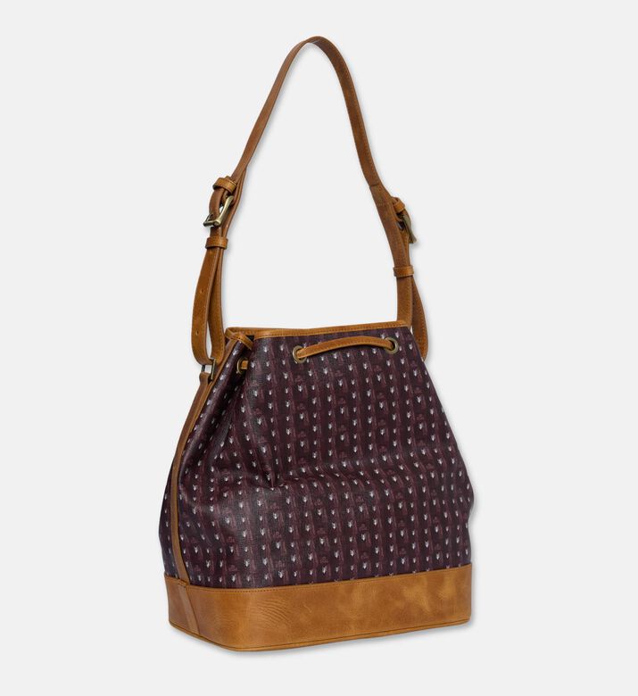 Manc Bond Monogram Bucket Bag, Burgundy, Packshot View